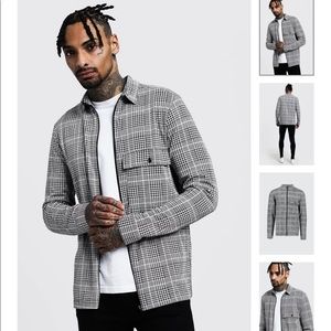FLANNEL JACQUARD UTILITY COACH ZIP OVERSHIRT